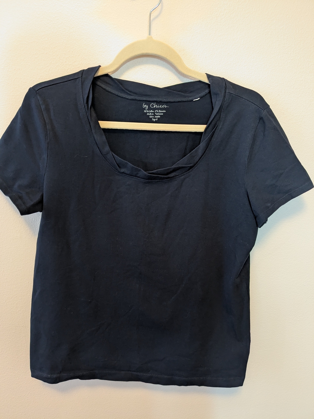 Chico's Navy Short Sleeve Scoop Neck Tee Top